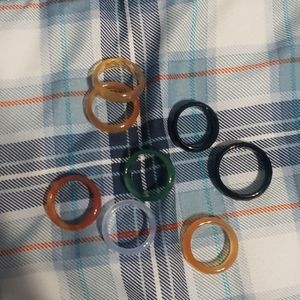 Wholesale lot of 8 glass rings sizes 5 - 9